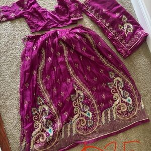 Elegant Purple chaniya choli with Gold Accents
